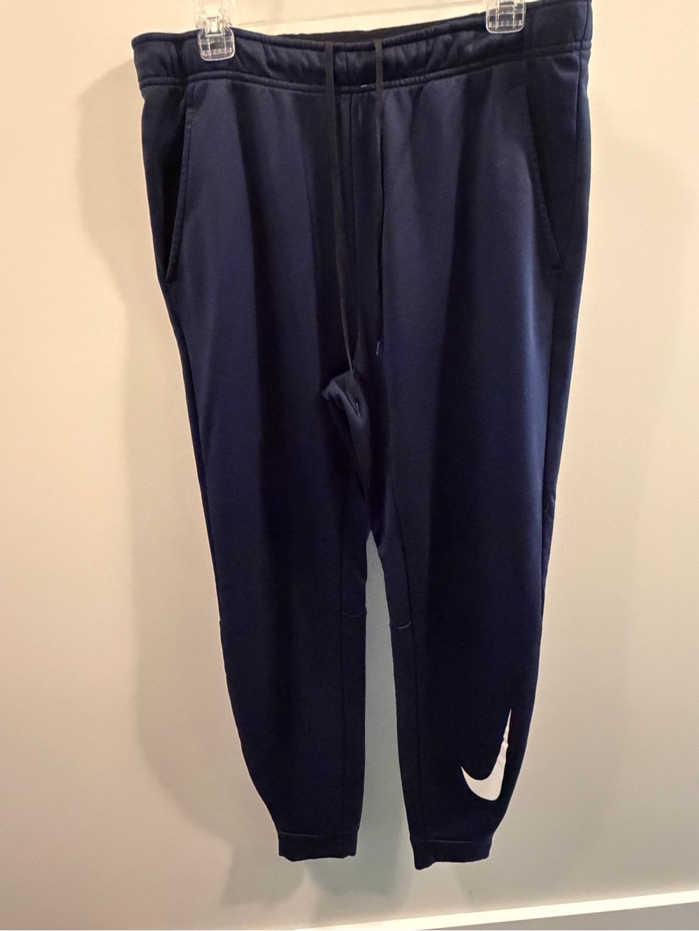 Nike Men’s  Navy Jogger Sweatpants with White Swoosh - LARGE TALL
